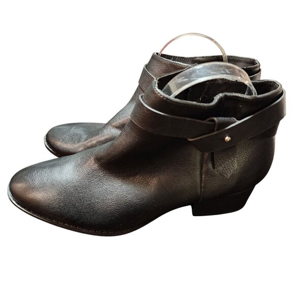 LC Lauren Conrad Black Ankle Boots With Side Zippers & Low Heels size 9.5M - Picture 2 of 8